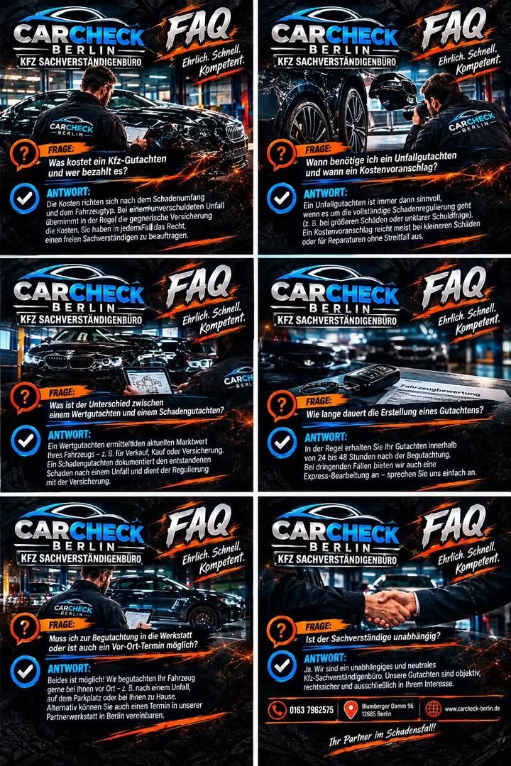 Foto zum Facebook-Beitrag von CARCHECK Berlin: FAQ