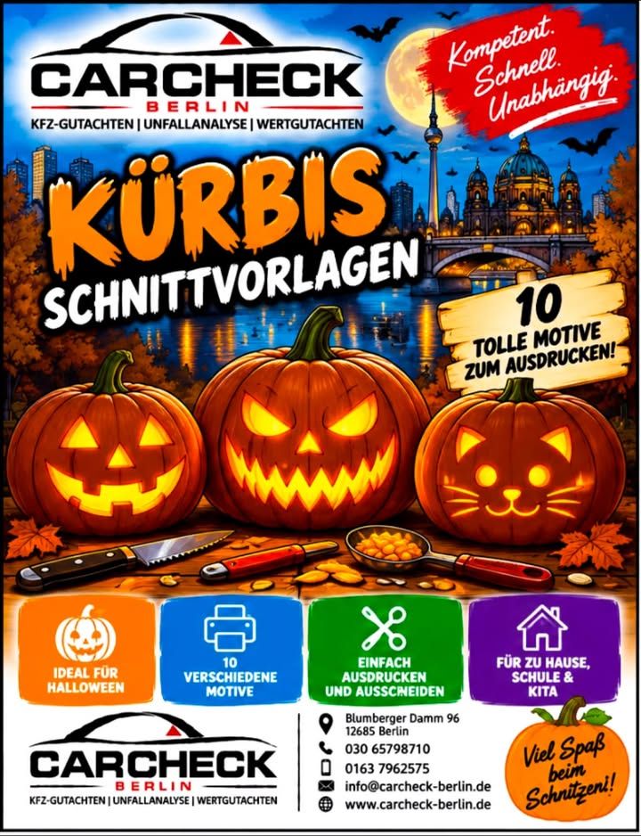 Foto zum Facebook-Beitrag von CARCHECK Berlin: 🎃🚗 HALLOWEEN-SPASS MIT CARCHECK BERLIN!