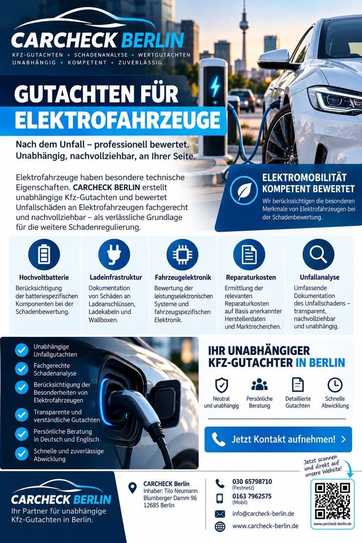 Foto zum Facebook-Beitrag von CARCHECK Berlin: ⚡🚗 ELEKTROAUTO UND UNFALL GEHABT?