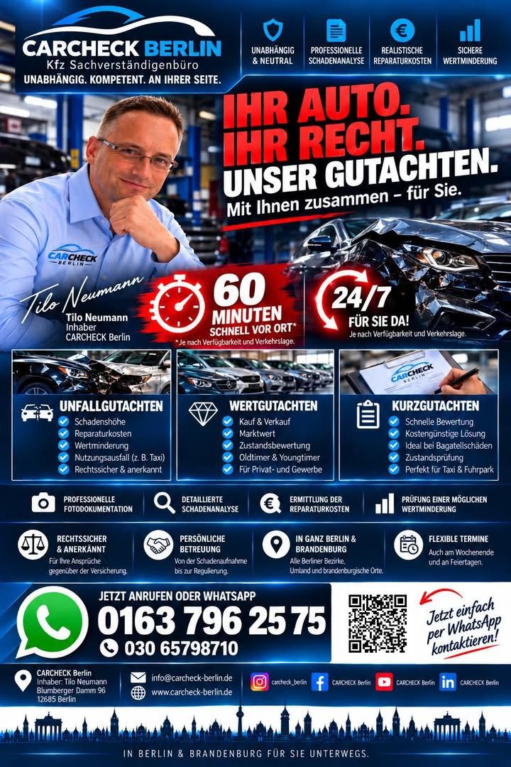Foto zum Facebook-Beitrag von CARCHECK Berlin: 🚗 IHR AUTO. IHR RECHT.