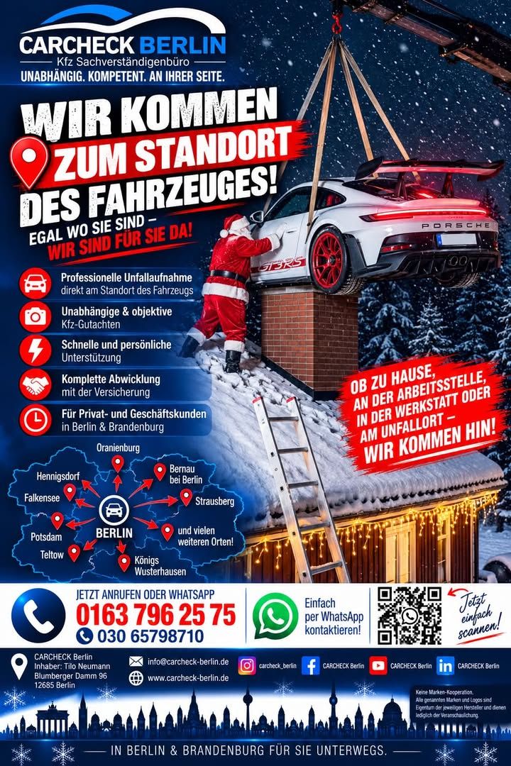 Foto zum Facebook-Beitrag von CARCHECK Berlin: 🎅🎄🚗 WIR KOMMEN ZUM STANDORT DES FAHRZEUGES!