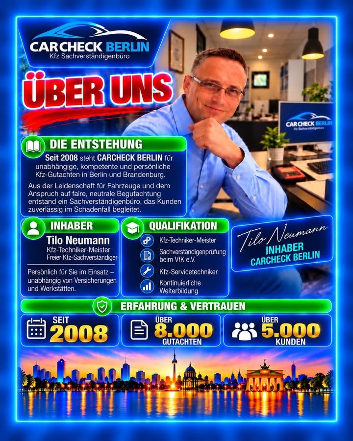 Foto zum Facebook-Beitrag von CARCHECK Berlin: 🚗💙 ÜBER UNS – CARCHECK BERLIN