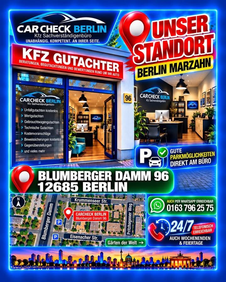 Foto zum Facebook-Beitrag von CARCHECK Berlin: 📍🚗 UNSER STANDORT – CARCHECK BERLIN
