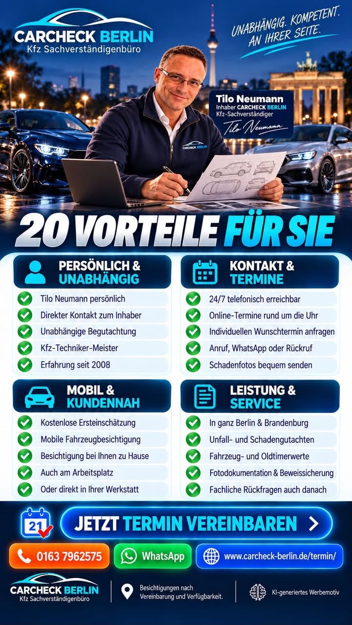 Foto zum Facebook-Beitrag von CARCHECK Berlin: 🚗 KFZ-GUTACHTER IN BERLIN & BRANDENBURG