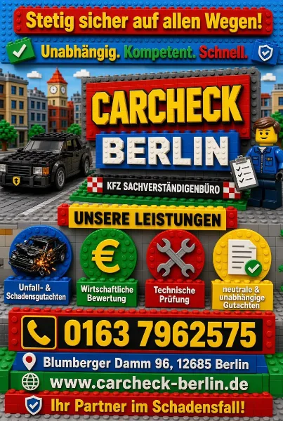 Vorschau: Flyer kfz gutachter klemmbaustein design carcheck berlin