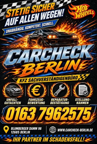 Vorschau: Flyer kfz sachverstaendigenbuero flammen design carcheck berlin