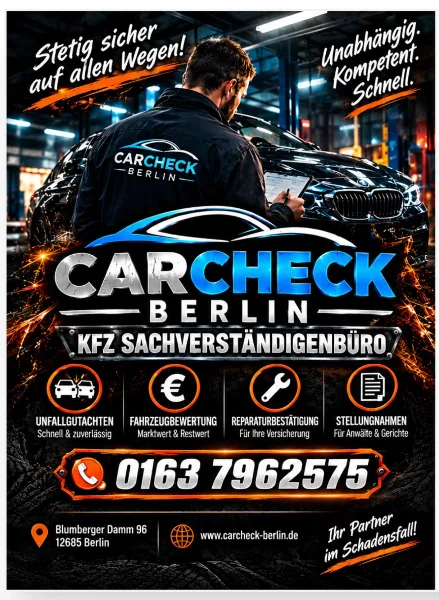 Vorschau: Flyer kfz sachverstaendigenbuero werkstatt carcheck berlin