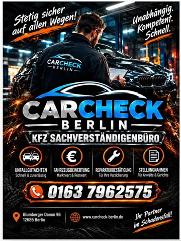 Vorschau: Flyer kfz sachverstaendigenbuero werkstatt carcheck berlin klein