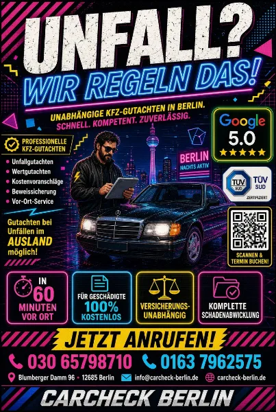 Vorschau: Flyer unfall wir regeln das neon carcheck berlin