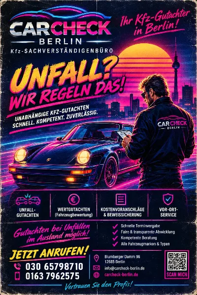 Vorschau: Flyer unfall wir regeln das retro carcheck berlin