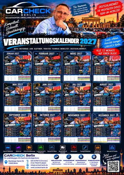 Vorschau: Veranstaltungskalender 2027: Jahresübersicht mit allen 12 Monaten
