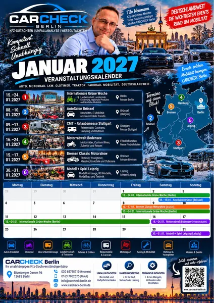 Vorschau: Veranstaltungskalender 2027 als PDF: alle 12 Monate zum Ausdrucken