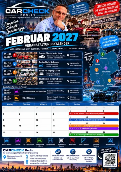 Vorschau: Veranstaltungskalender Februar 2027: Classic-, Motorrad- und Camping-Messen